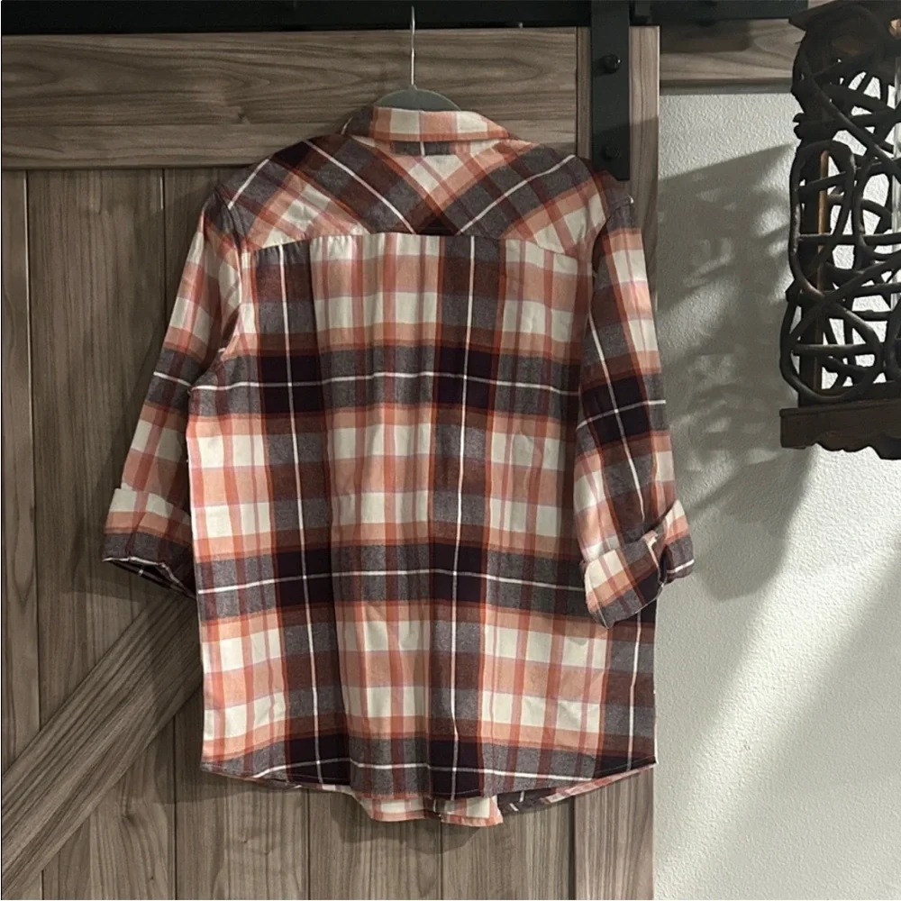 NWT Natural Reflections Vibrant Plaid Button Down Shirt Size L - Picture 3 of 8